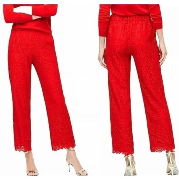J.Crew Easy Pant in Red Lace Size 6 - Picture 1 of 7